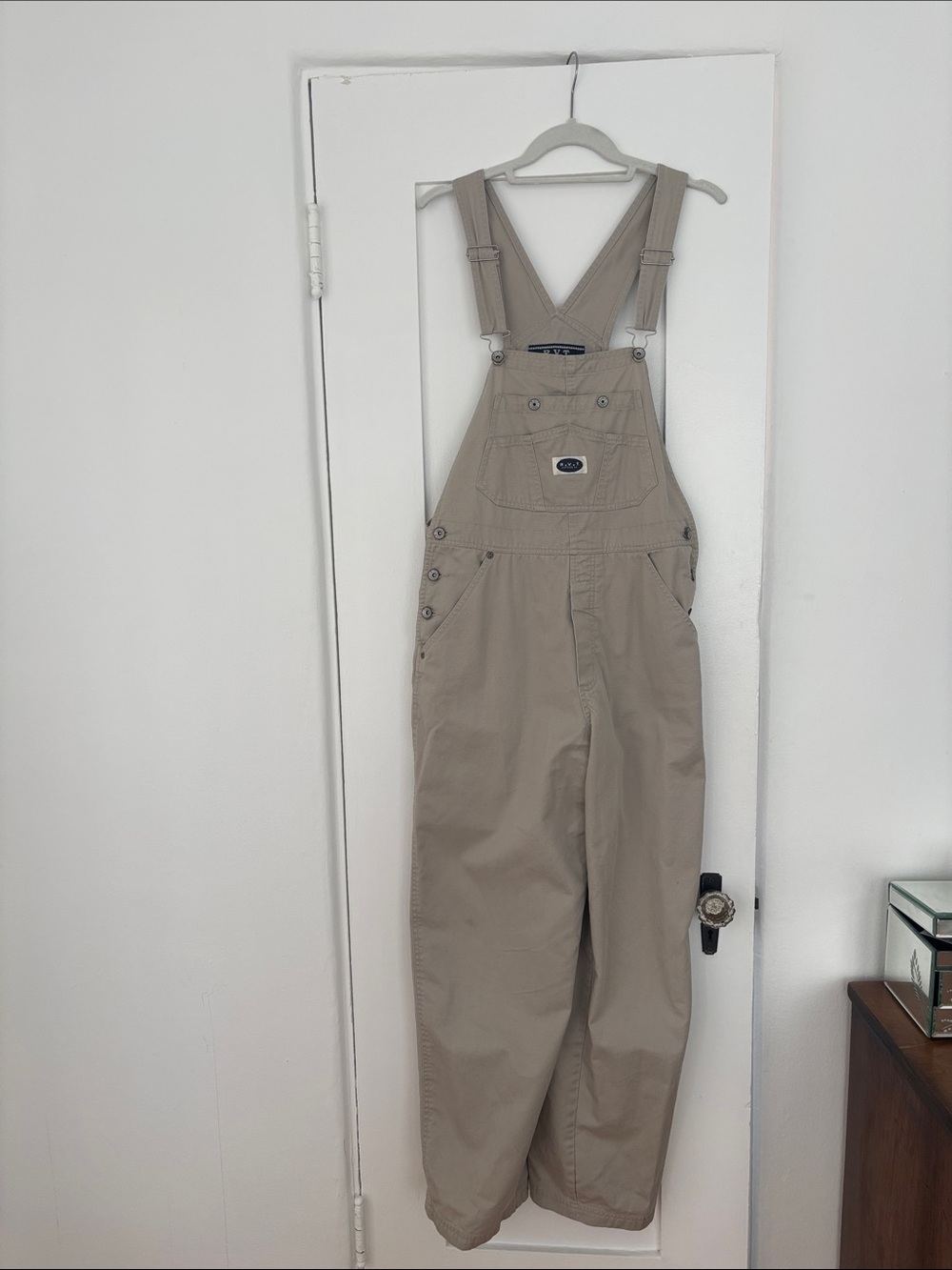 Khaki Beige Cotton Overalls